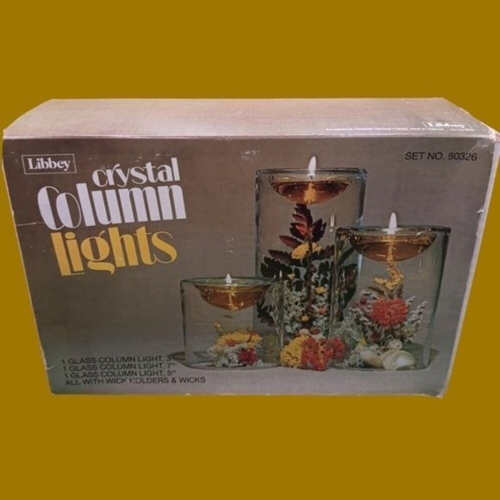 Libbey vintage  crystal column lights glass candle holders